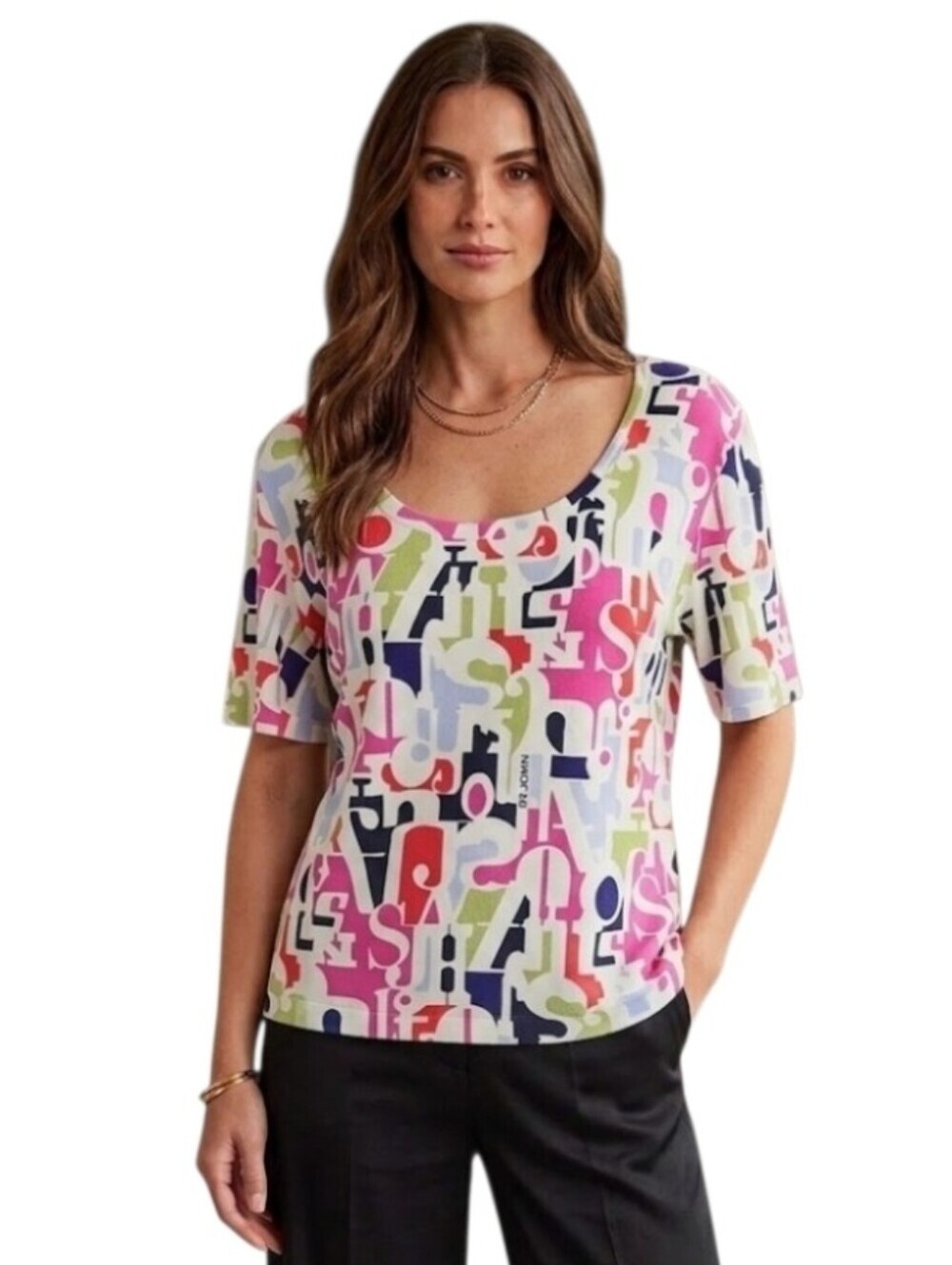 St John Vintage Colorful Geometric Print Women's Top